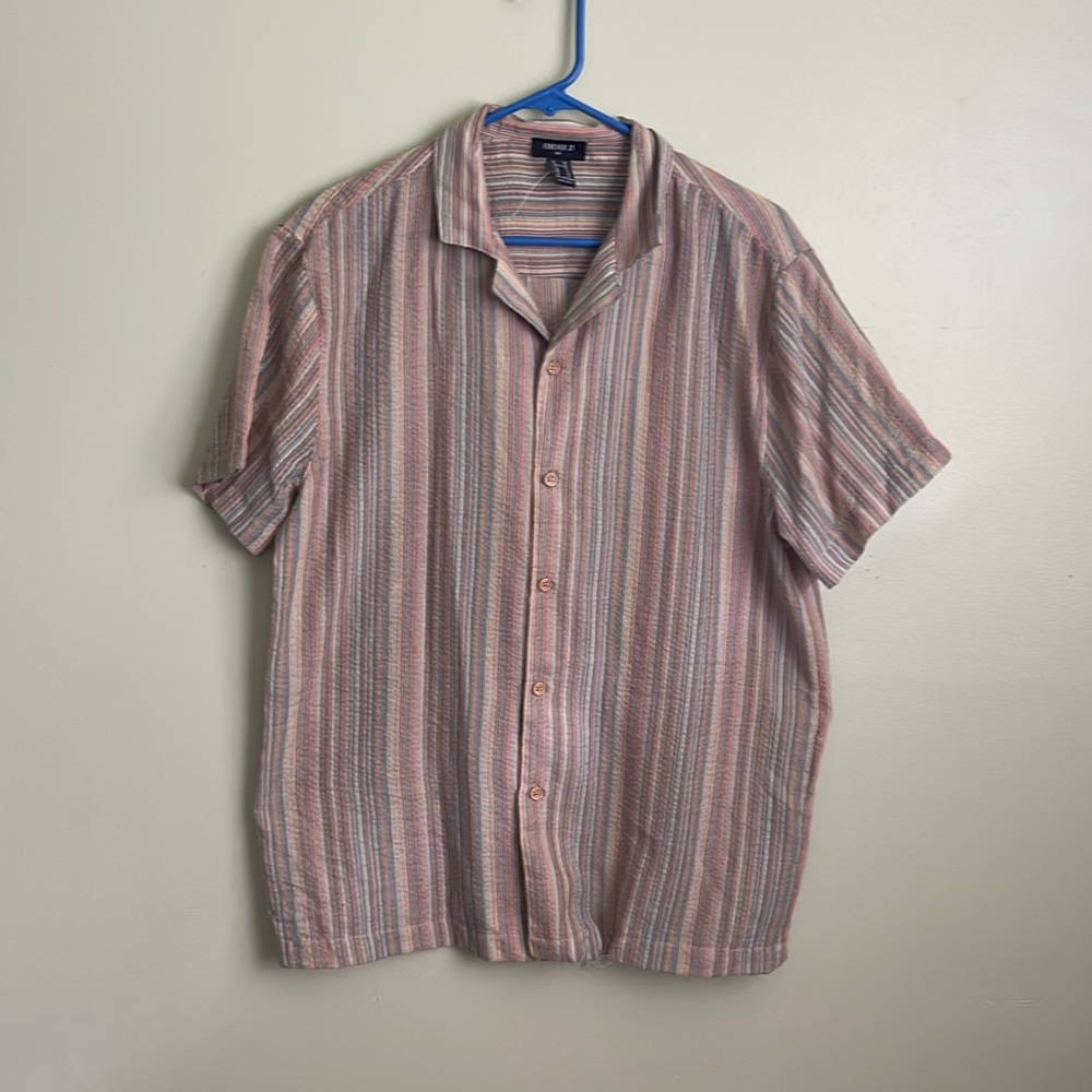 Forever 21 Men’s Medium  multi colored vertical stripped button down